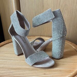 Used Like New (worn once) Jeffrey Campbell Silver Block Heel Sandals